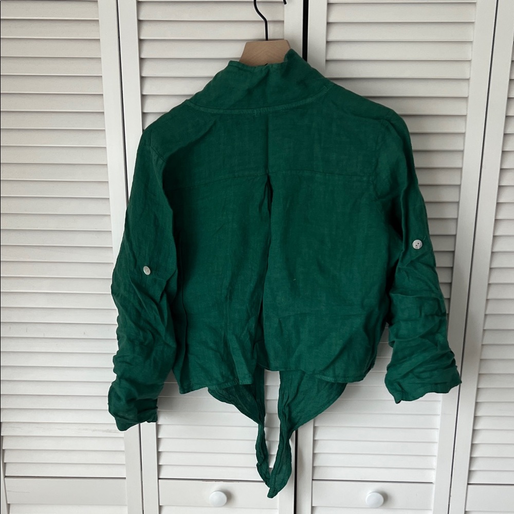 Lea & Luc Green Button-Up Blouse Sz OS - Picture 3 of 3